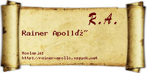 Rainer Apolló névjegykártya
